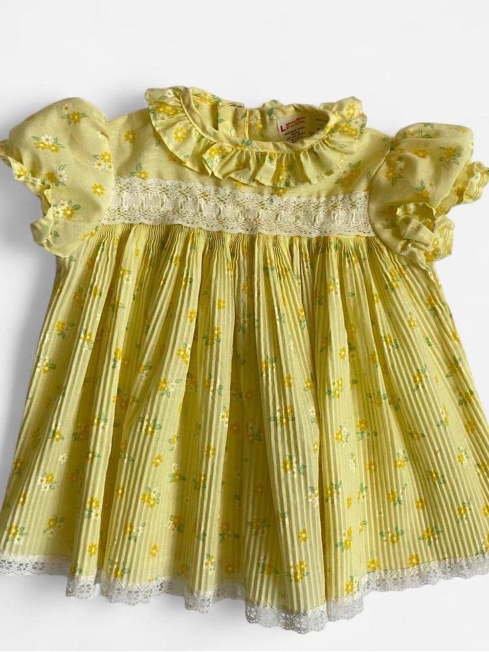 Vintage 80s toddler yellow floral babydoll dress